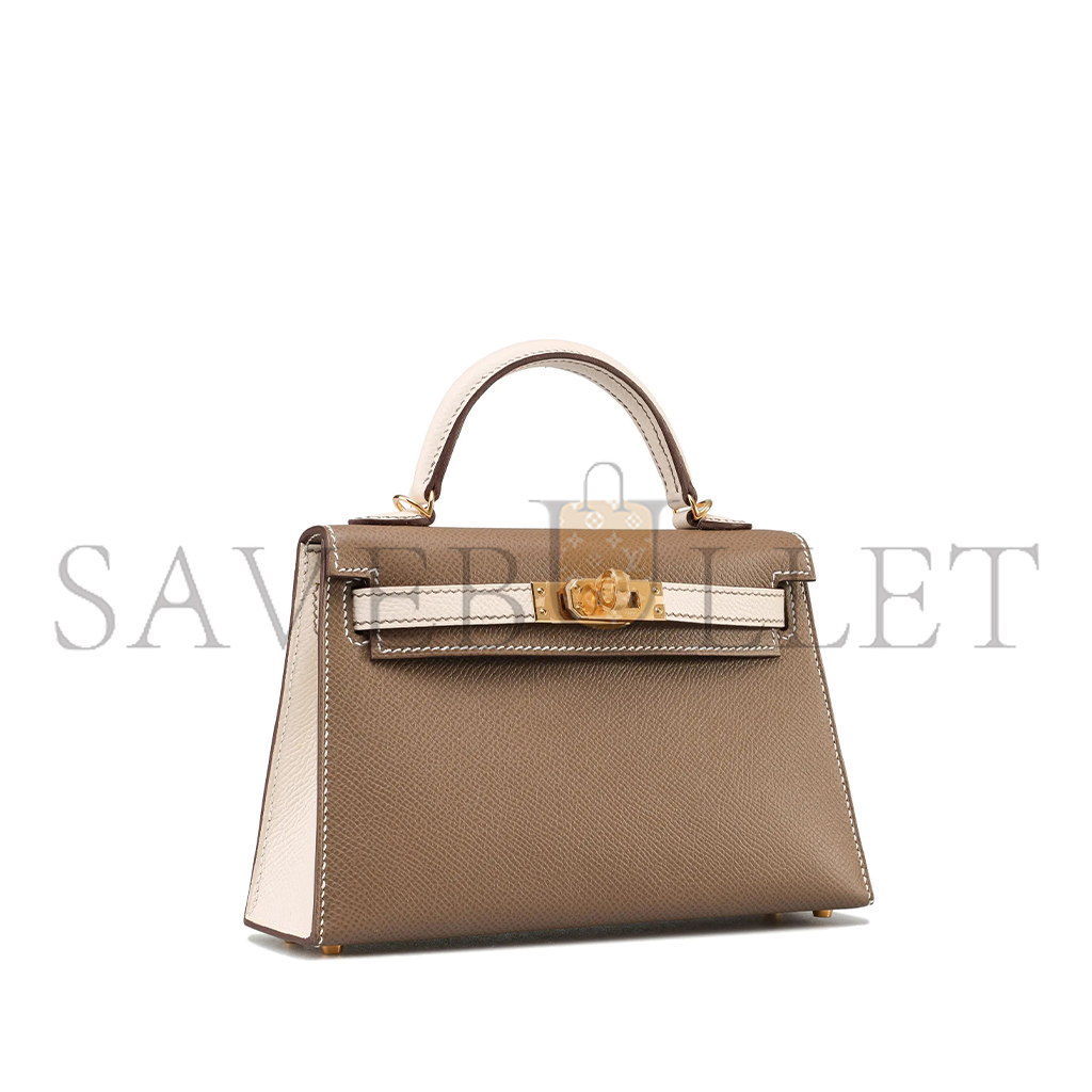 HERMÈS MINI KELLY 20 II ETOUPE CRAEI VEAU EPSOM WITH BRUSHED GOLD HARDWARE (19*12*5.5cm) 